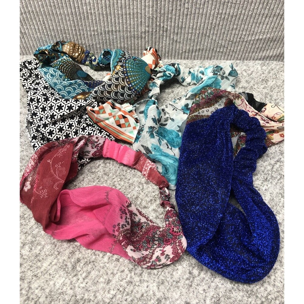 Lot Of 7 Headbands Variety Colors Patterns Fabric